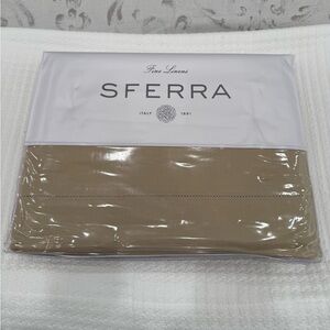 SFERRA LEONARDO PERCALE 3-PIECE QUEEN DUVET COVER SET IN OAT TAN MADE IN ITALY
